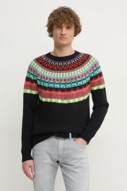 Sveter United Colors of Benetton pánsky, čierna farba, 1144K108V