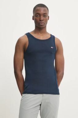 Bavlnený top Tommy Jeans tmavomodrá farba, DM0DM20336