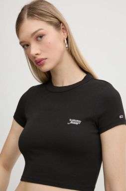 Tričko Tommy Jeans dámske, čierna farba, DW0DW19458