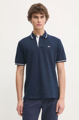 Bavlnené polo tričko Tommy Jeans tmavomodrá farba, jednofarebné, DM0DM20745