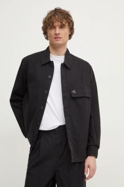 Bavlnená košeľa Calvin Klein Jeans pánska, čierna farba, regular, J30J326724