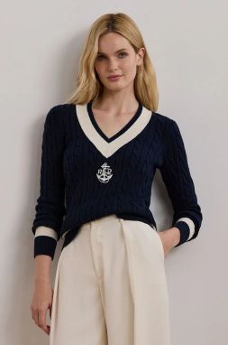 Bavlnený sveter Lauren Ralph Lauren tmavomodrá farba, 200957479