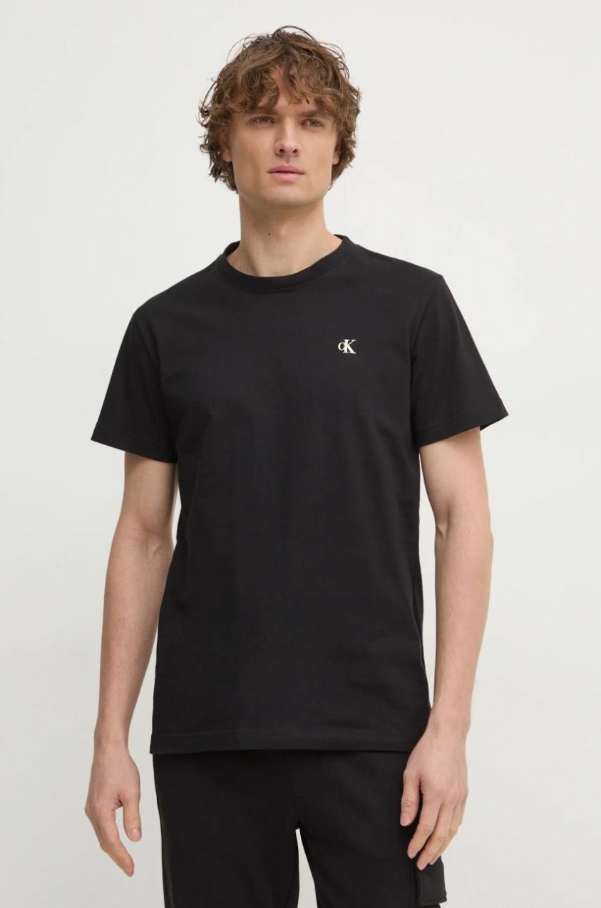 Bavlnené tričko Calvin Klein Jeans pánske, čierna farba, jednofarebné, J30J327402