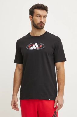 Bavlnené tričko adidas M C HOT CB T pánske, čierna farba, s potlačou, JI6783
