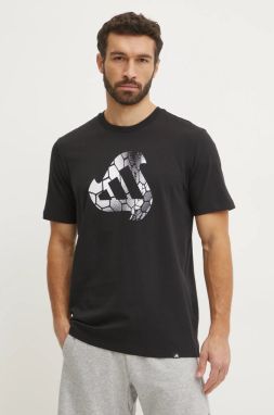 Bavlnené tričko adidas M C HOT Q1 TEE pánske, čierna farba, s potlačou, JI6787