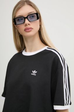 Tričko adidas Originals 3S LOOSE CROP T dámske, čierna farba, JC8149