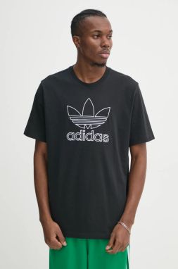 Bavlnené tričko adidas Originals OUTL TREF TEE pánske, čierna farba, s nášivkou, JP1088