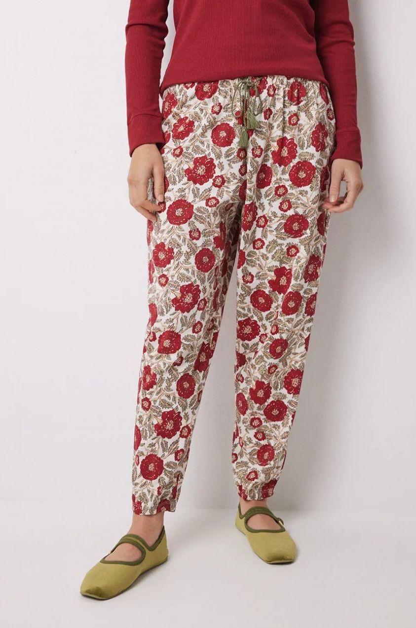 Bavlnené pyžamové nohavice women'secret MIX AND MATCH LOVE ACTUALLY červená farba, bavlnené, 3708464