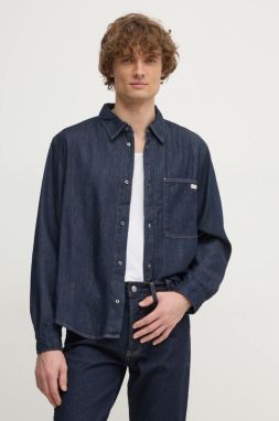 Košeľa Calvin Klein Jeans pánska, tmavomodrá farba, regular, s klasickým golierom, J30J326584