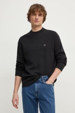 Bavlnený sveter Calvin Klein Jeans čierna farba, tenký, J30J326741