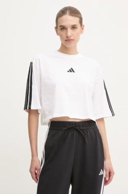 Bavlnené tričko adidas Essentials dámske, biela farba, JD4999