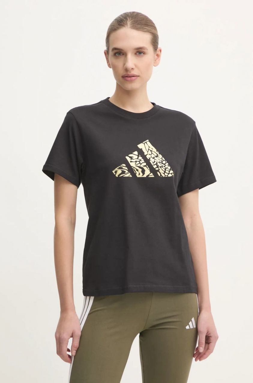 Bavlnené tričko adidas W T MET TEE dámske, čierna farba, JJ4059