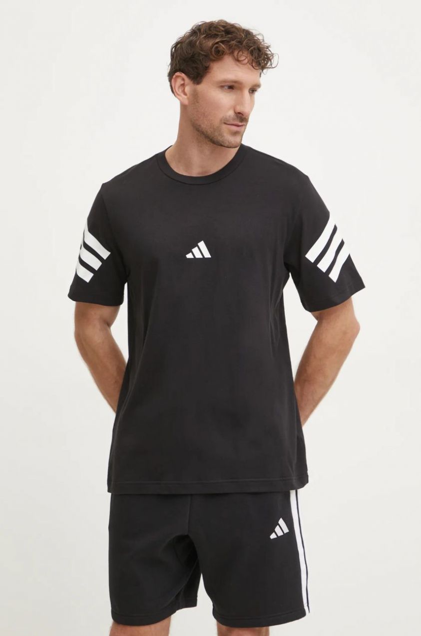 Bavlnené tričko adidas Future Icons pánske, čierna farba, s potlačou, JD4877