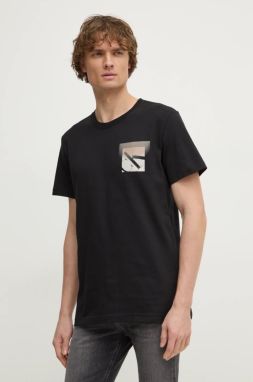 Bavlnené tričko Calvin Klein Jeans pánske, čierna farba, s potlačou, J30J327092