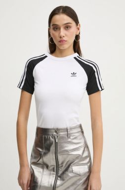 Tričko adidas Originals 3S SLIM TEE dámske, biela farba, JD0834
