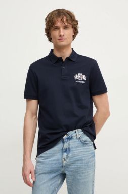 Bavlnené polo tričko Tommy Hilfiger tmavomodrá farba, s nášivkou, MW0MW37516
