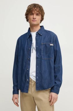 Rifľová košeľa Calvin Klein Jeans pánska, regular, s klasickým golierom, J30J327022