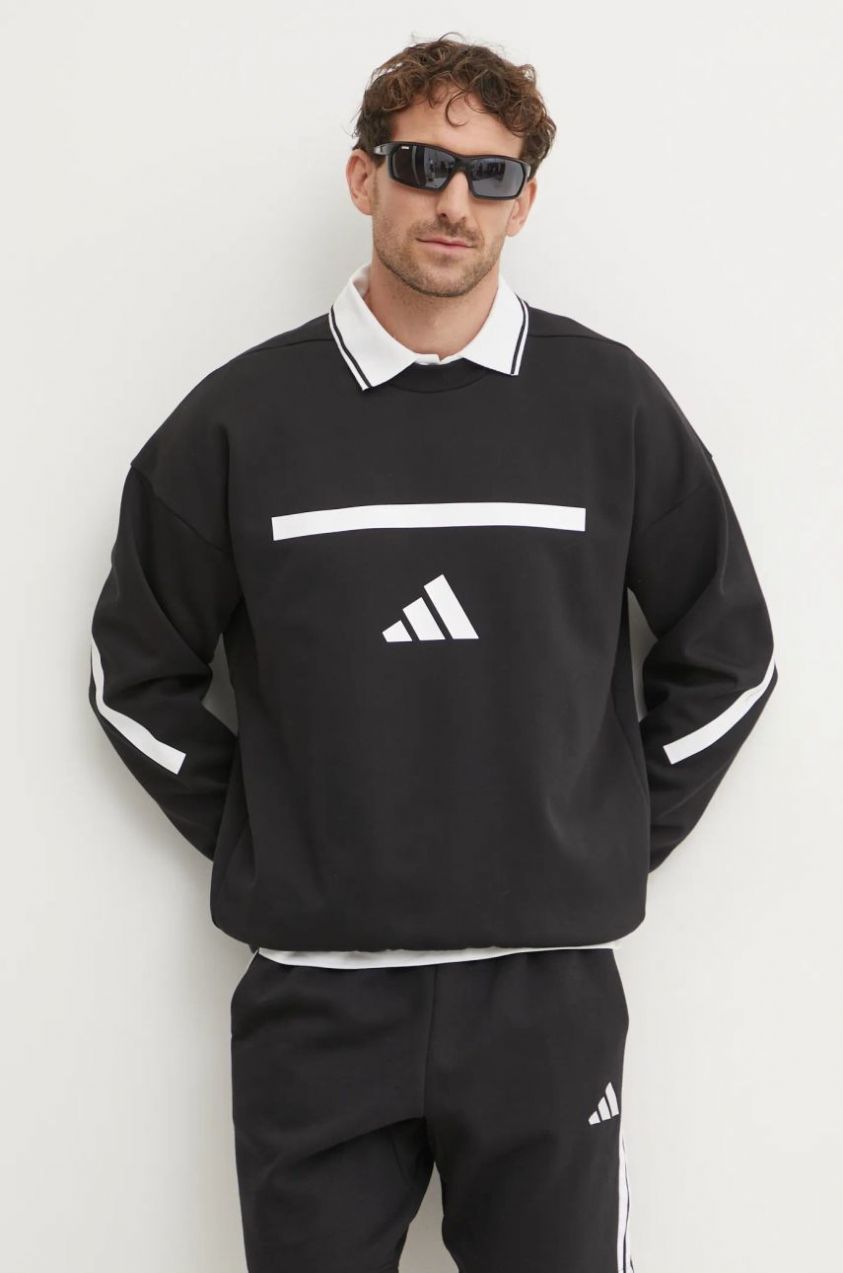 Mikina adidas Z.N.E. pánska, čierna farba, s potlačou, JD5982