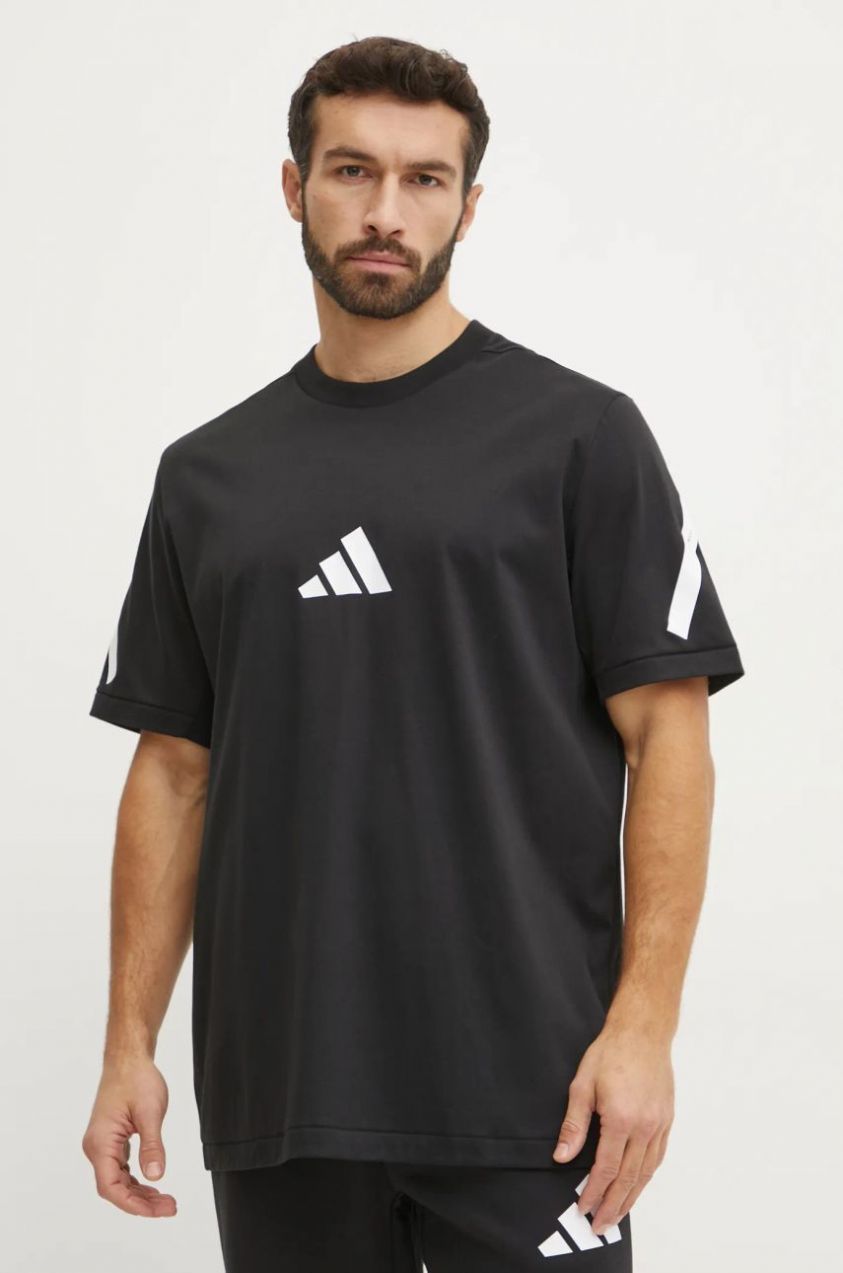 Bavlnené tričko adidas Z.N.E. pánske, čierna farba, s potlačou, JC7920