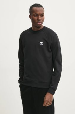 Bavlnená mikina adidas Originals Essential pánska, čierna farba, jednofarebná, JD2412