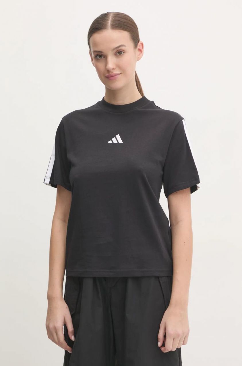 Bavlnené tričko adidas Essentials dámske, čierna farba, JM2393