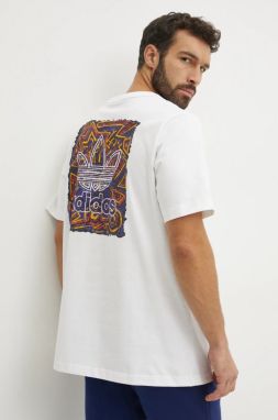 Bavlnené tričko adidas Originals pánske, biela farba, s potlačou, JN1278