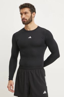 Tréningové tričko s dlhým rukávom adidas Performance Techfit čierna farba, s potlačou, JE6702