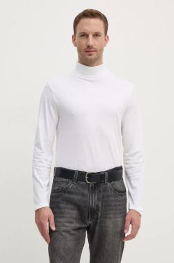 Bavlnené tričko s dlhým rukávom Calvin Klein biela farba, jednofarebný