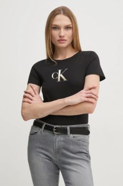 Bavlnené tričko Calvin Klein Jeans dámske, čierna farba, J20J224982