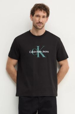 Bavlnené tričko Calvin Klein Jeans pánske, čierna farba, s potlačou, J30J327086