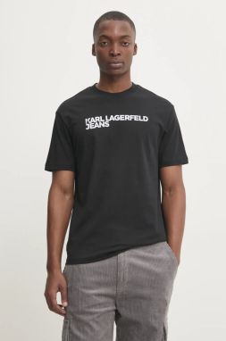 Bavlnené tričko Karl Lagerfeld Jeans pánske, čierna farba, s potlačou, A1M17002