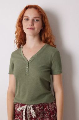 Pyžamové tričko women'secret MIX AND MATCH LOVE ACTUALLY zelená farba, 3278432