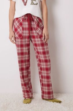 Pyžamové nohavice women'secret MIX AND MATCH LOVE ACTUALLY dámske, červená farba, 3708469