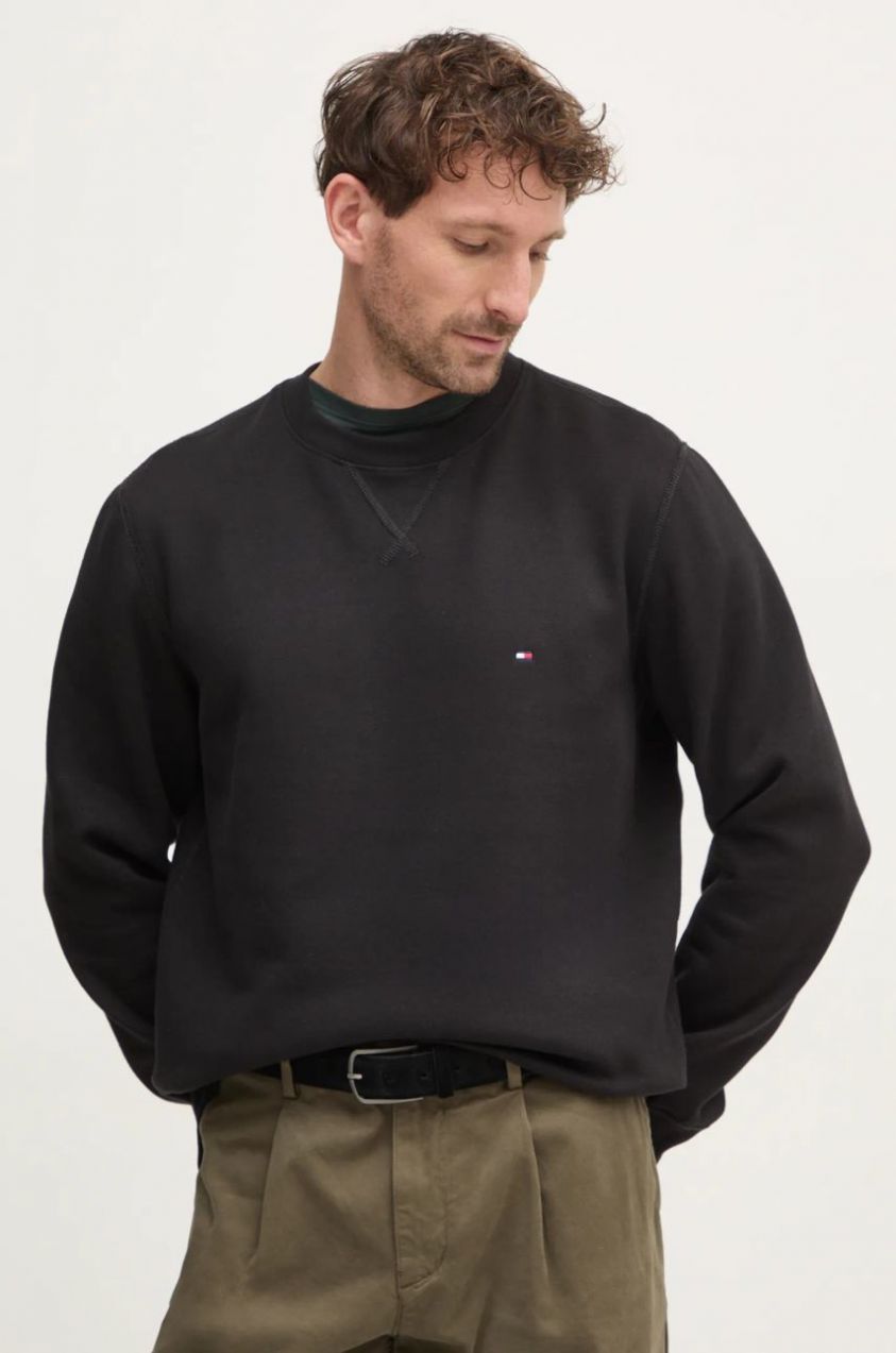Mikina Tommy Hilfiger pánska, čierna farba, jednofarebná, MW0MW37232