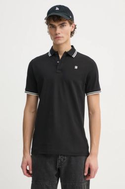 Polo tričko G-Star Raw pánsky, čierna farba, jednofarebný
