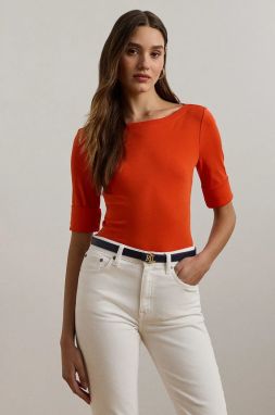 Tričko Lauren Ralph Lauren dámske, oranžová farba, 200654963