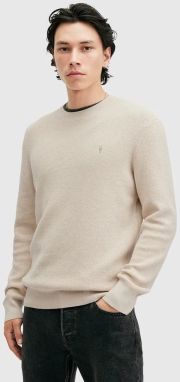 Sveter s prímesou vlny AllSaints ASPEN CREW pánsky, šedá farba, M089KB