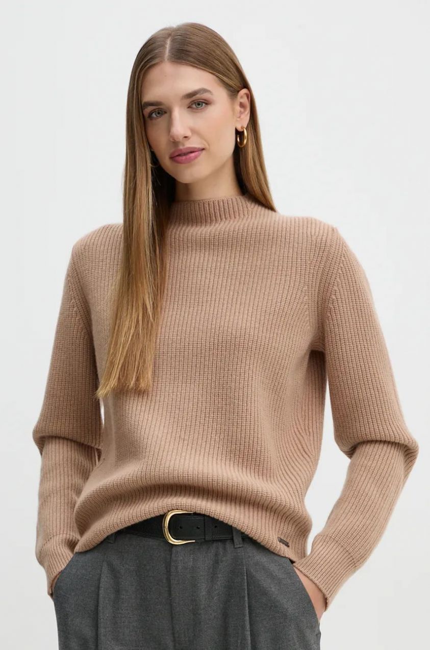 Vlnený sveter Calvin Klein dámsky, béžová farba, K20K207426