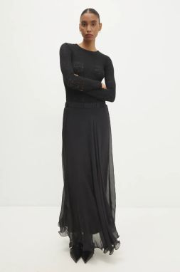 Sukňa Answear.LAB čierna farba, maxi, áčkový strih