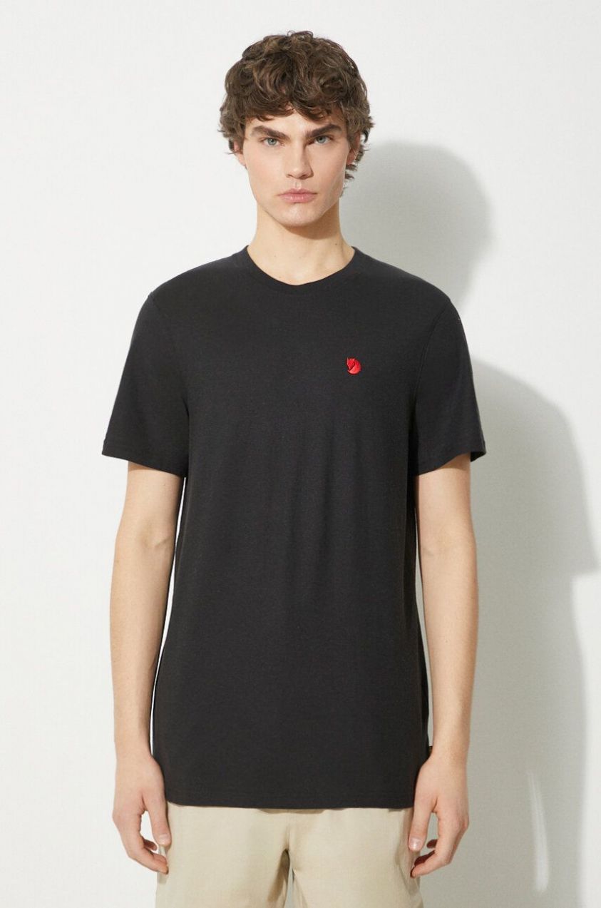 Tričko Fjallraven Hemp Blend T-shirt M pánské, čierna farba, s nášivkou, F12600215.550