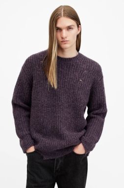 Vlnený sveter AllSaints SLANE pánsky, fialová farba, teplý, M034KB