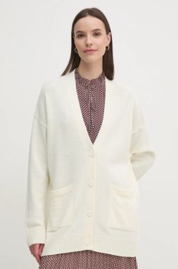 Vlnený kardigán Sisley béžová farba, tenký, 122NM602E
