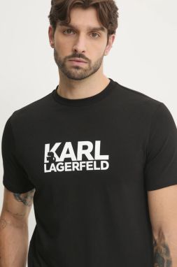 Tričko Karl Lagerfeld pánske, čierna farba, s potlačou, 551235.755087