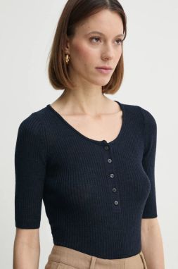 Vlnený sveter Herskind Agnes dámsky, tmavomodrá farba, tenký, 5433825