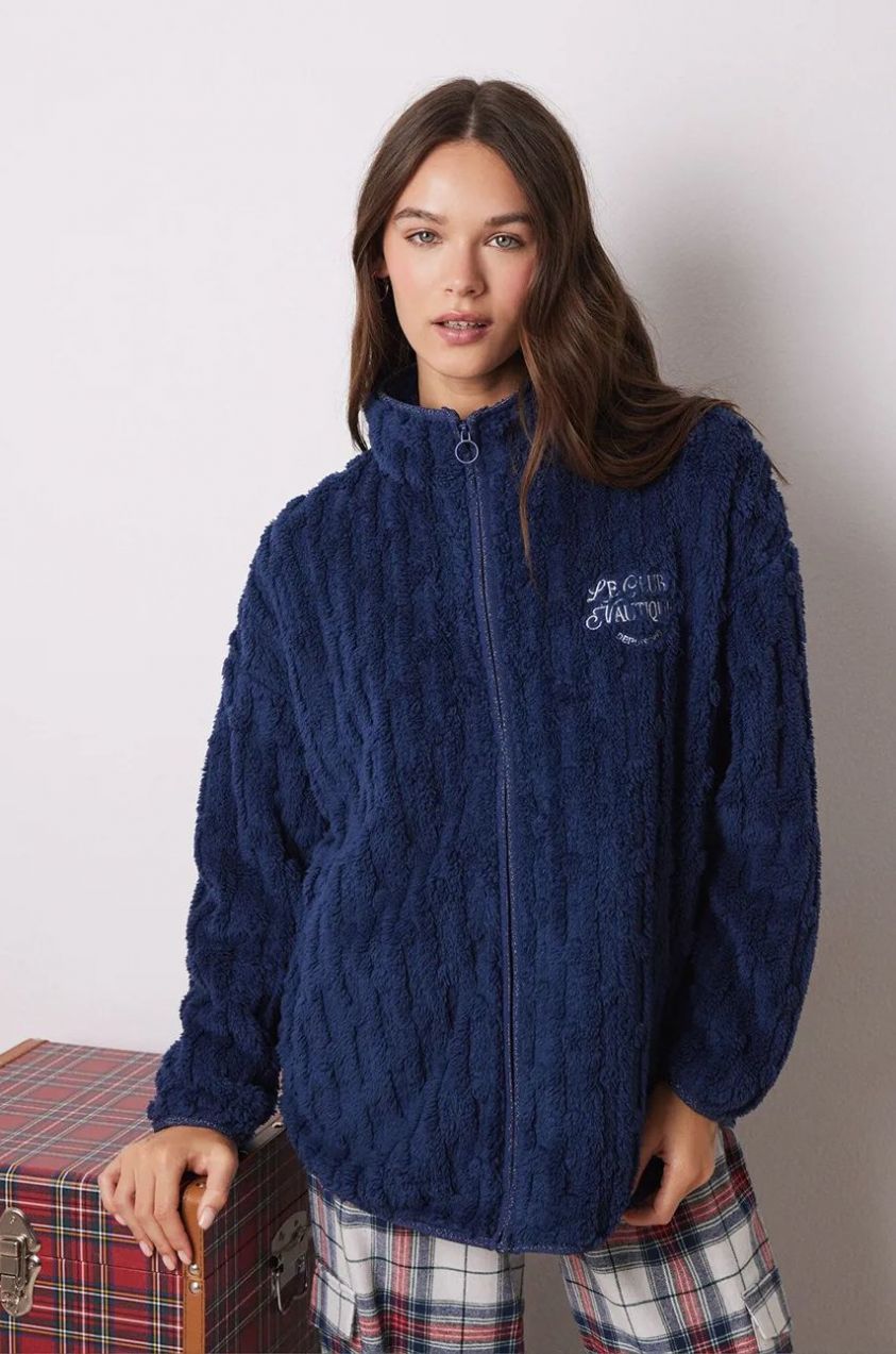 Župan women'secret MIX AND MATCH PERFECT MATCH tmavomodrá farba, 3148777