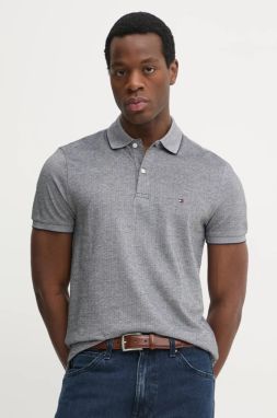 Bavlnené polo tričko Tommy Hilfiger šedá farba, vzorované, MW0MW37525