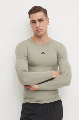 Tréningové tričko s dlhým rukávom adidas Performance Techfit šedá farba, jednofarebné, JE6704