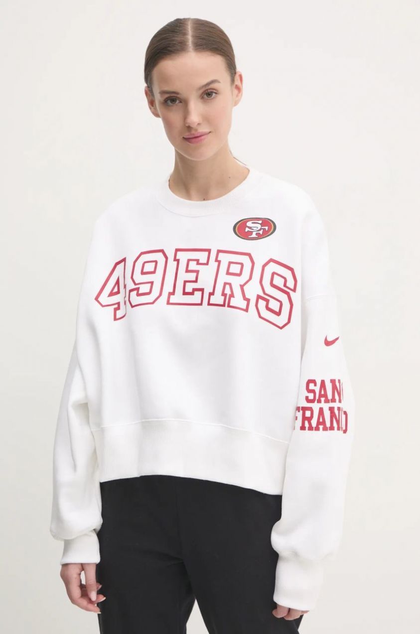 Mikina Nike San Francisco 49ers dámska, biela farba, s potlačou, 01D7-11QR-73-AZ1