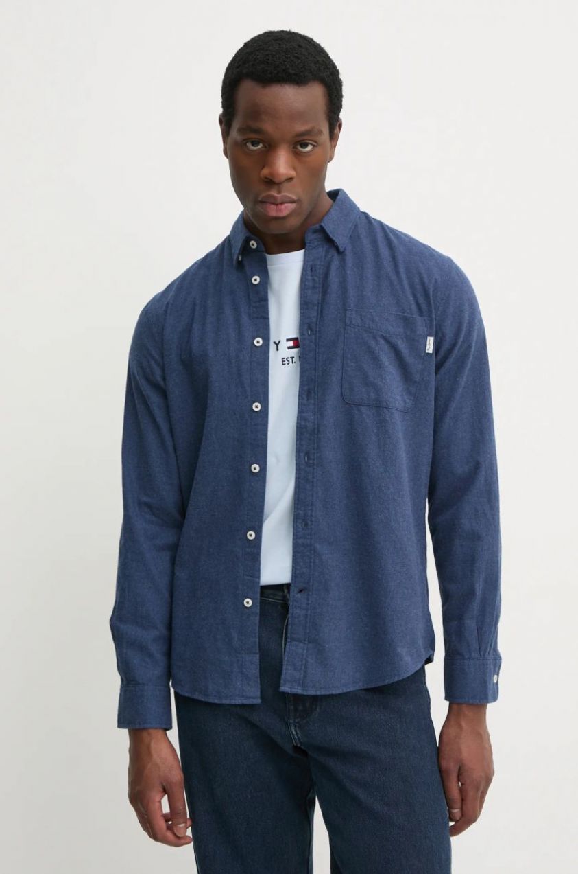 Bavlnená košeľa Pepe Jeans AARON pánska, tmavomodrá farba, regular, s golierom button-down, PM308804