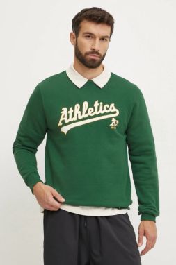 Mikina 47 brand MLB Oakland Athletic pánska, zelená farba, s nášivkou, BB018PEMIBC654773DG